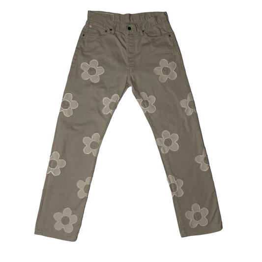 Jean avec empiècements fleur